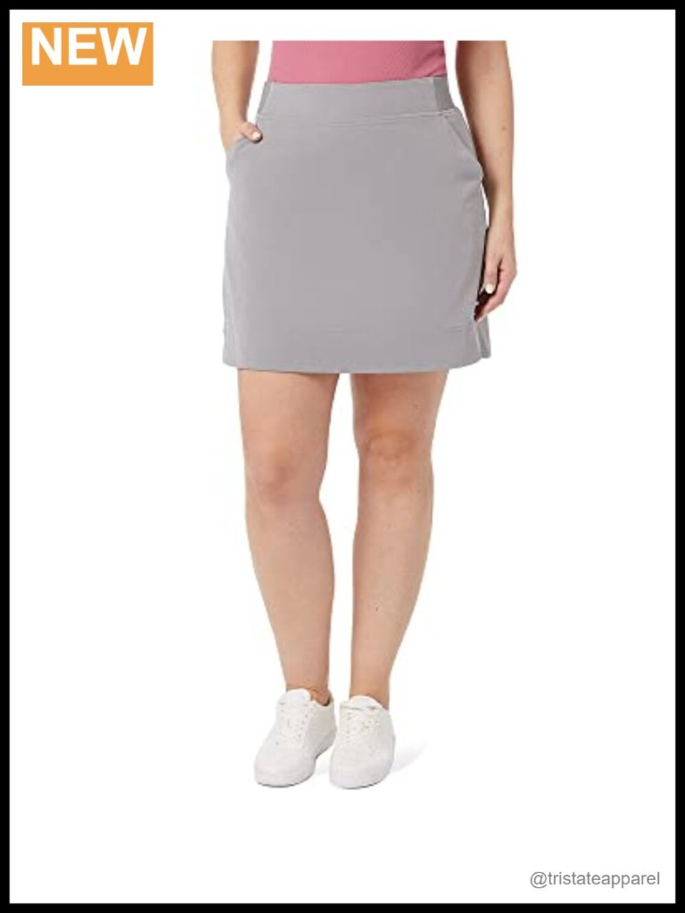 Women's Stretch Woven Skort Slip-On Elastic Waistband Tennis Golf